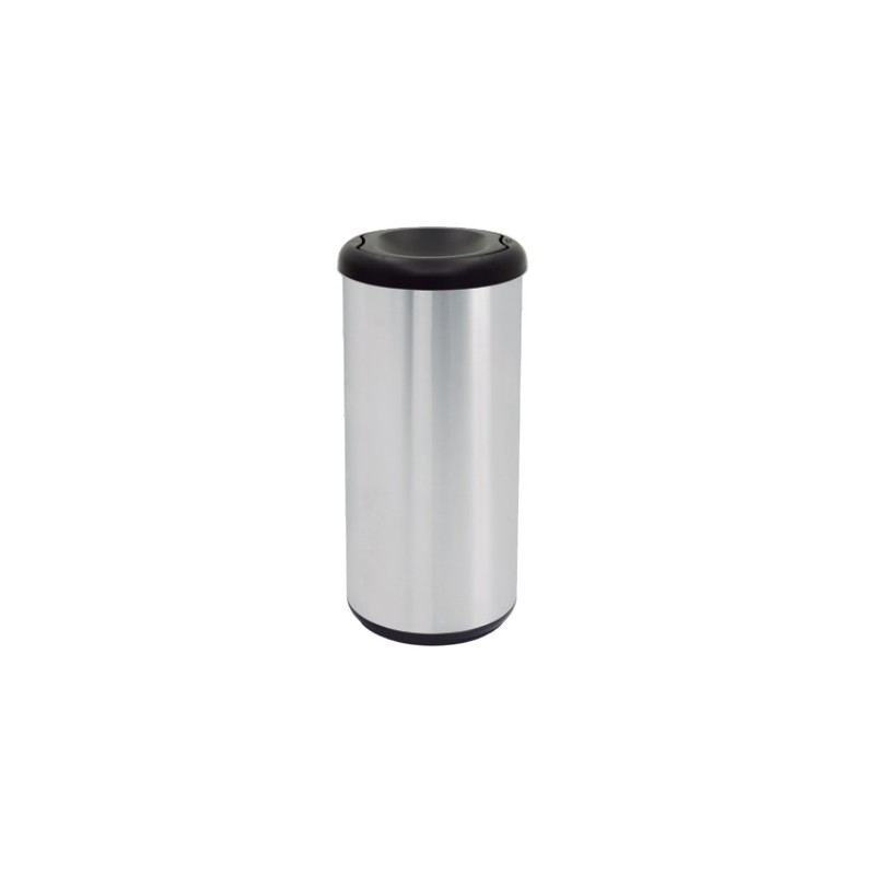 BASURERO SELECTIVO DE ACERO INOX. 40 L CON TAPA DE VAIVEN NEGRA