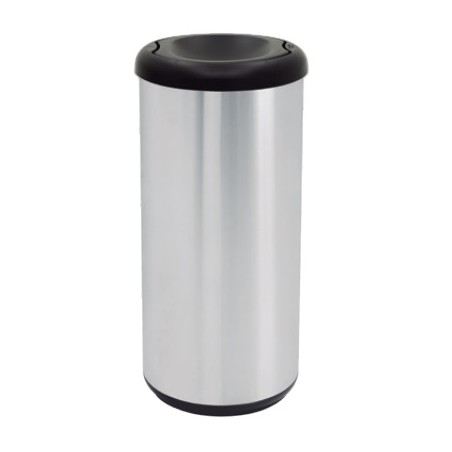 BASURERO SELECTIVO DE ACERO INOX. 40 L CON TAPA DE VAIVEN NEGRA