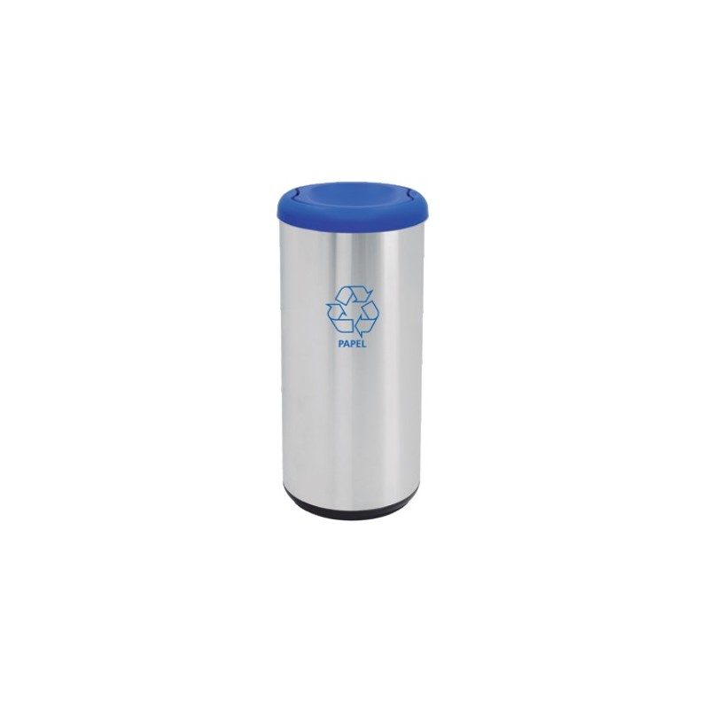 BASURERO SELECTIVO DE ACERO INOX. 40 L CON TAPA DE VAIVEN AZUL