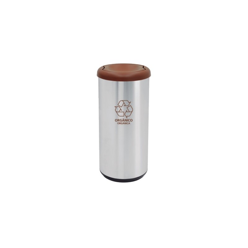 BASURERO SELECTIVO DE ACERO INOX. 40 L CON TAPA DE VAIVEN CAFE